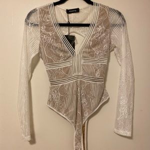 White lace thong style bodysuit